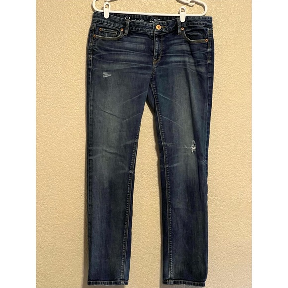 Ann Taylor Loft Distressed Modern Slim Jeans - Picture 2 of 5